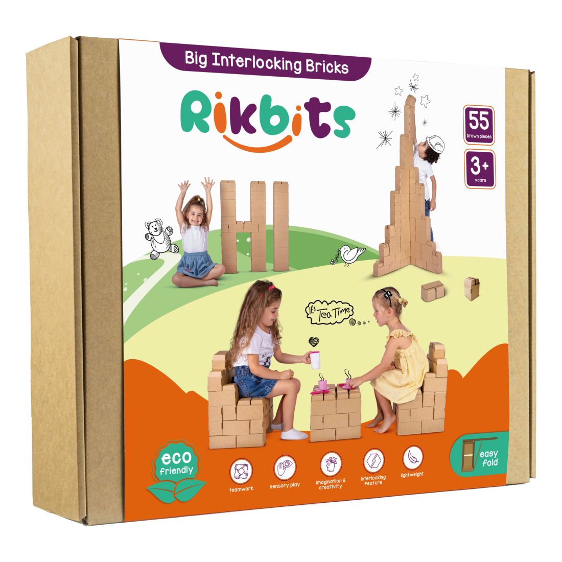 Rikbits Brown Color Building Blocks (55 Pieces)