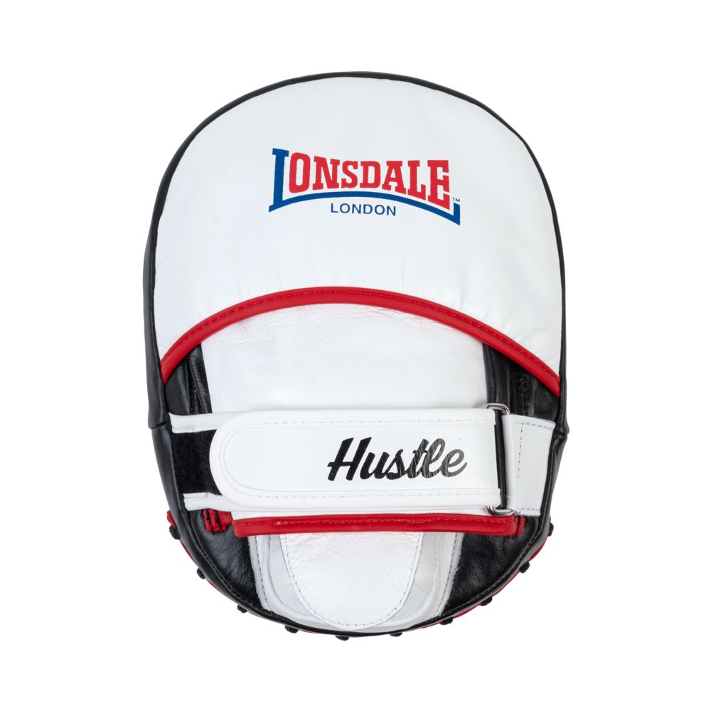 Lonsdale Hustle Leather Hook & Jab Pads (1 Pair) - Black/White/Red - One Size