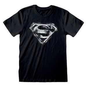 Heroes Inc DC Superman BW Distressed Logo Unisex T-Shirt Blue