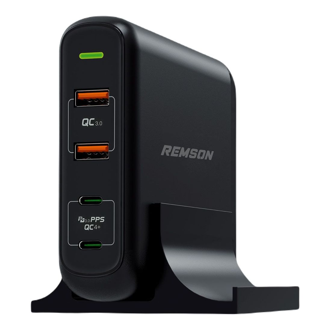 Remson 150W Turbo Power Station 4-Port Desktop Charger with Dual USB-C - Black