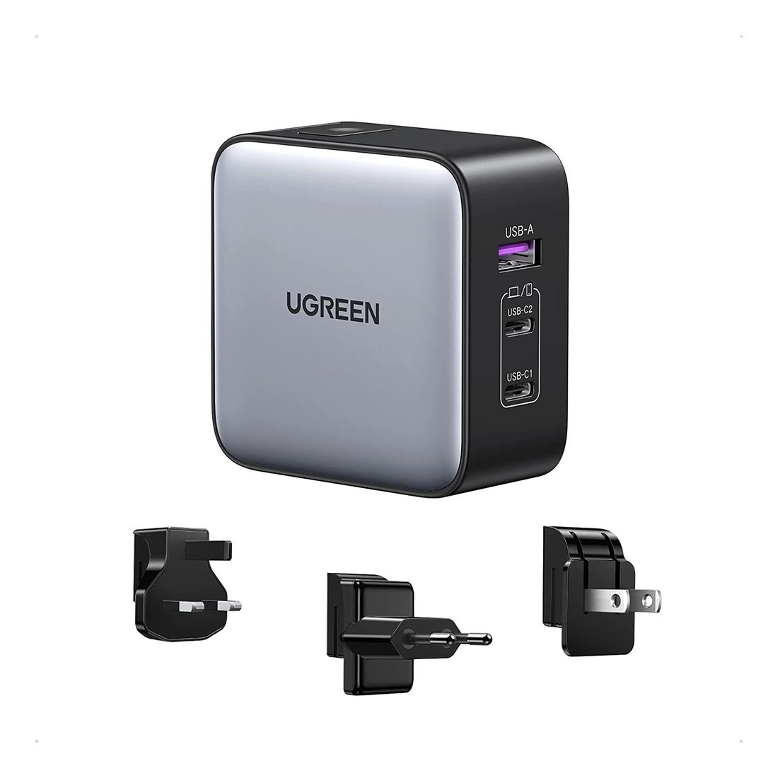 UGreen Nexode 65W USB C Wall Charger - 3 Ports - Grey