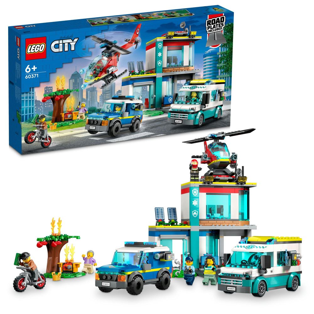 LEGO City Emergency Vehicles HQ Building Toy Set 60371 (681 Pieces)