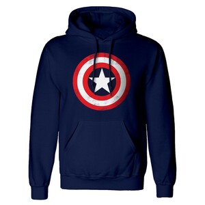 Heroes Inc Marvel Comics Captain America Shield Unisex Hooded Sweat-Shirt Pullover Blue
