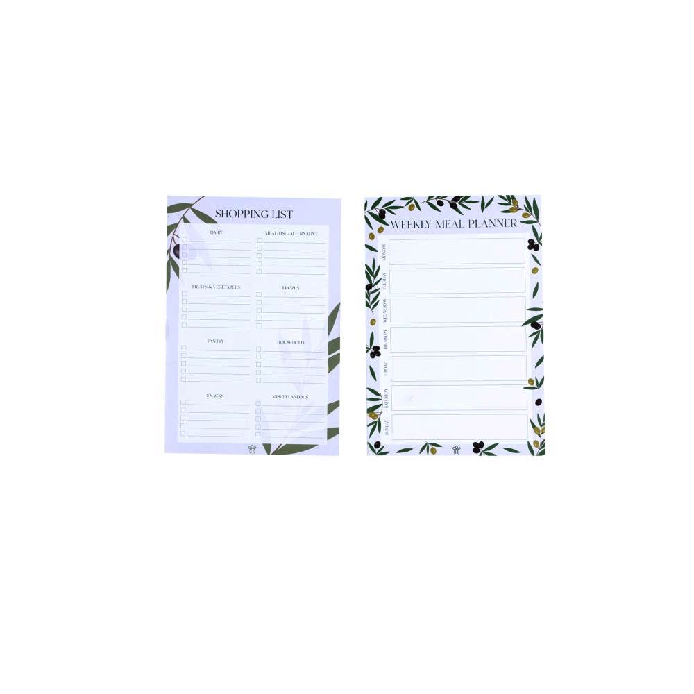 Prickly Pear Olive Magnetic Meal Planner With Shopping List (Set of 2)