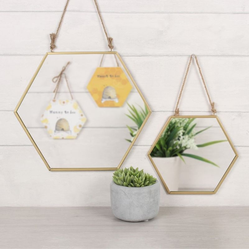 Something Different Small Gold Geometric Mirror