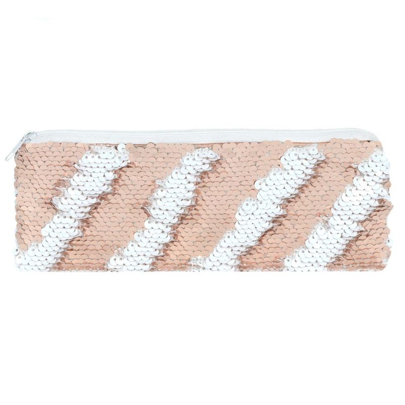 Something Different Pink and White Reversible Sequin Pencil Case