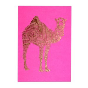 Little Majlis Camel Gold On Pink Postcard Set Of 6