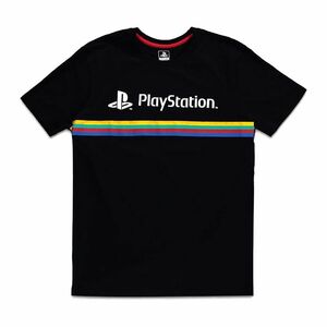 Difuzed Sony PlayStation Color Stripe Logo Men's T-Shirt Black