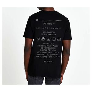 Les Maladroits Lazy Washer Label Basic Relaxed Printed T-Shirt Black