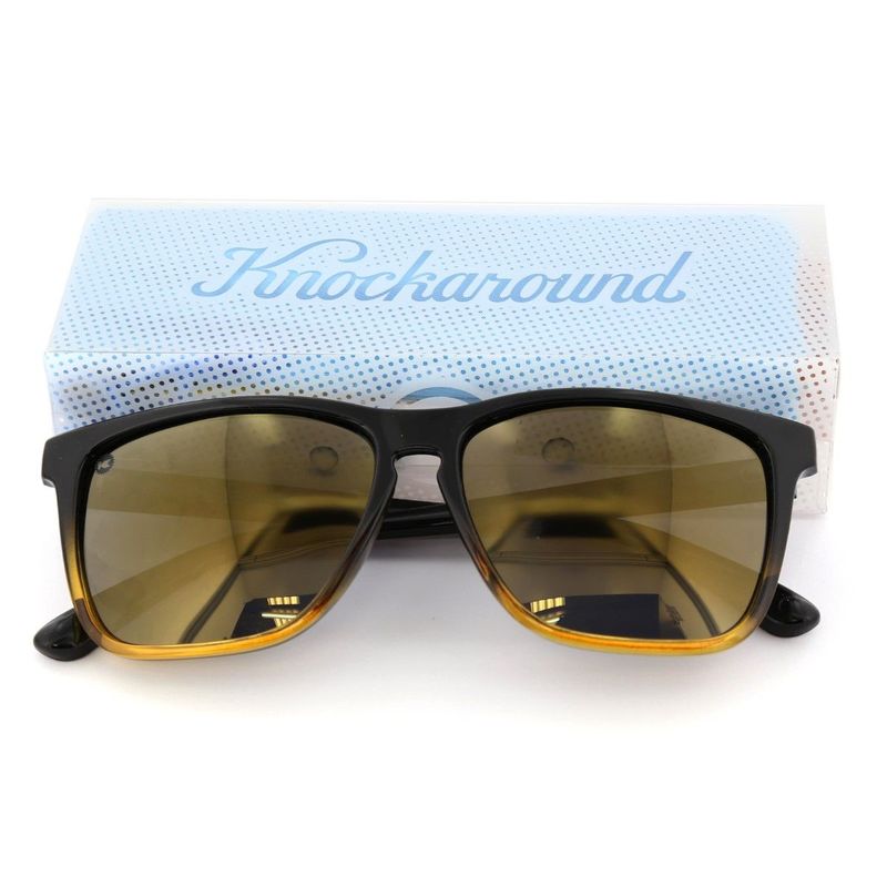 Knockaround Glossy Black And Amber Ice/Polarized Gold Fast Lanes Unisex Sunglasses Black