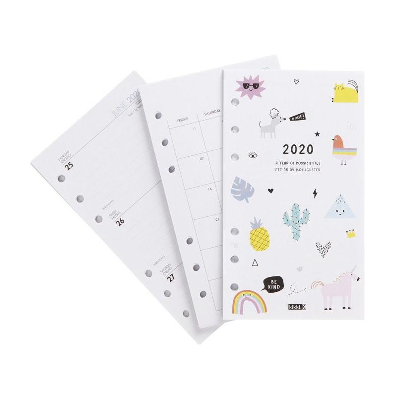 kikki.K 2020 Cute Monthly Weekly Diary Refill Med Be Kind White