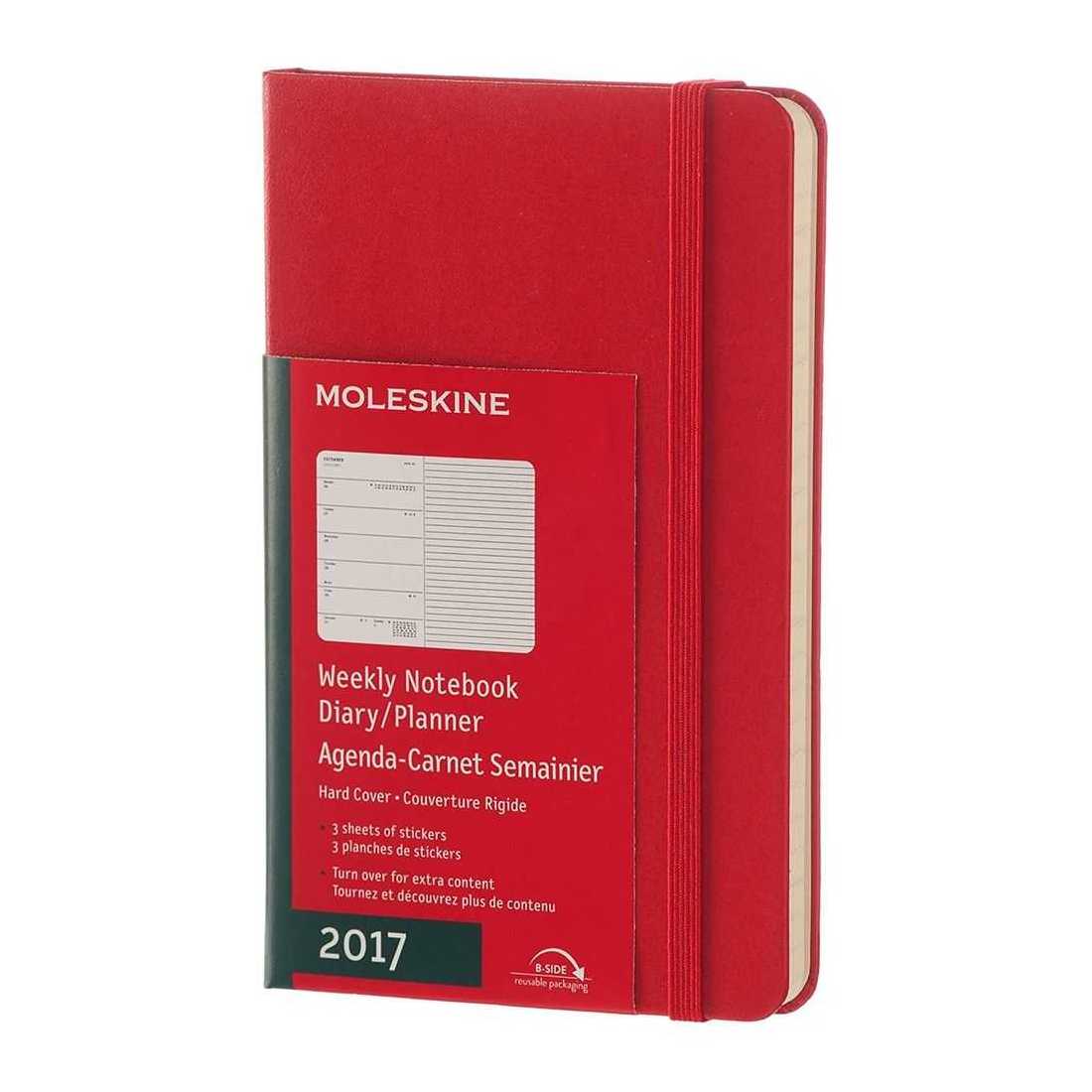 12 Months Weekly Note Book 2017 Red Hard Pocket