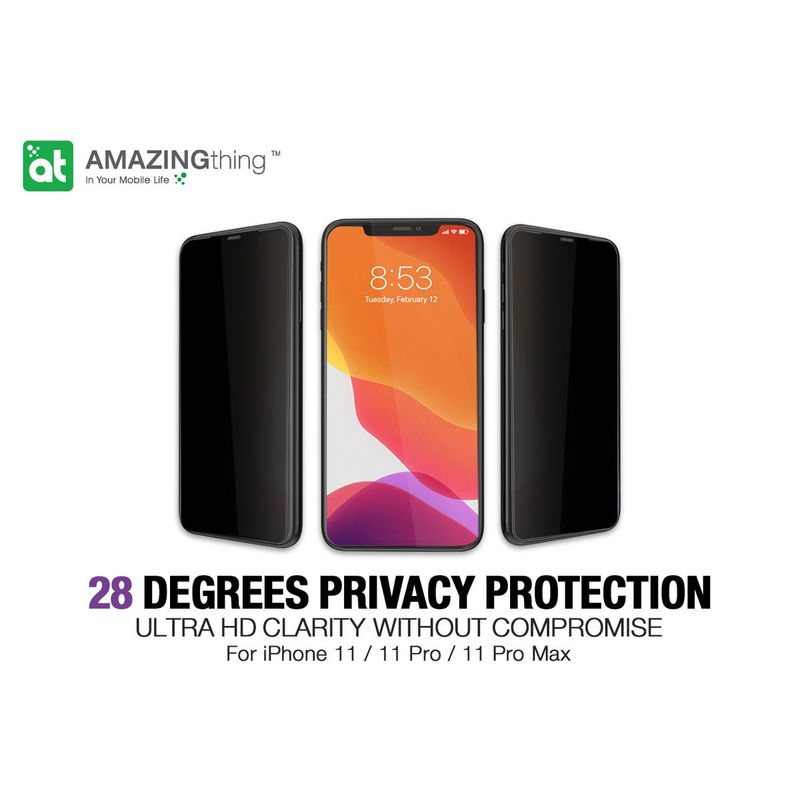 Amazing Thing 0.3M 2.75D Privacy Black Screen Protector Black for iPhone 11 Pro with Installer