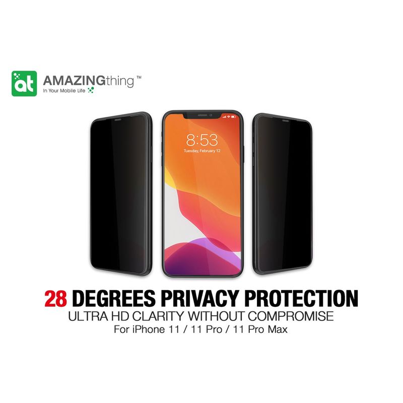 Amazing Thing 0.3M 2.75D Matte Privacy Screen Protector Black for iPhone 11 Pro with Installer