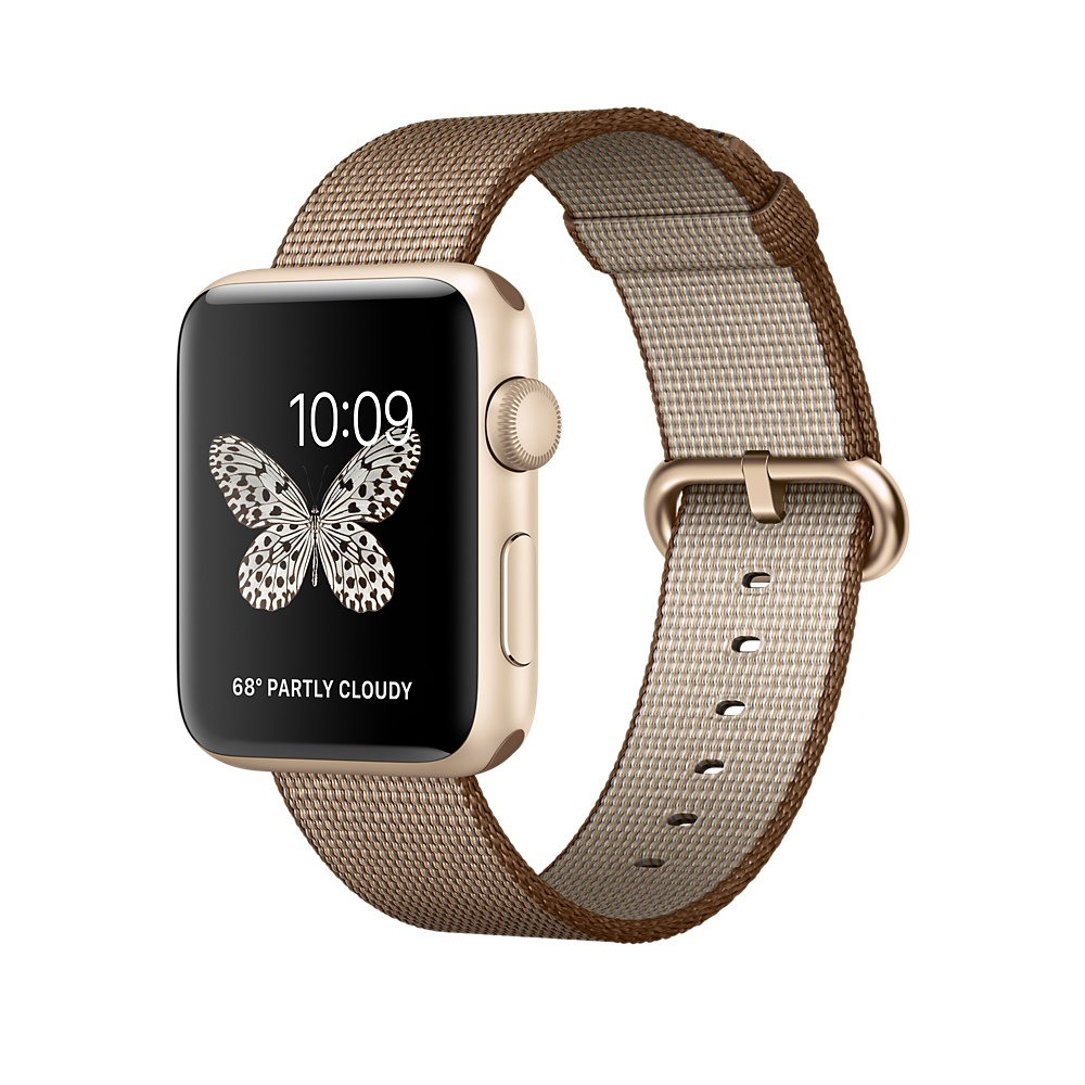 Apple Watch Series 2 42mm Gold Aluminium Case with Toasted Coffee/Caramel Woven Nylon Band