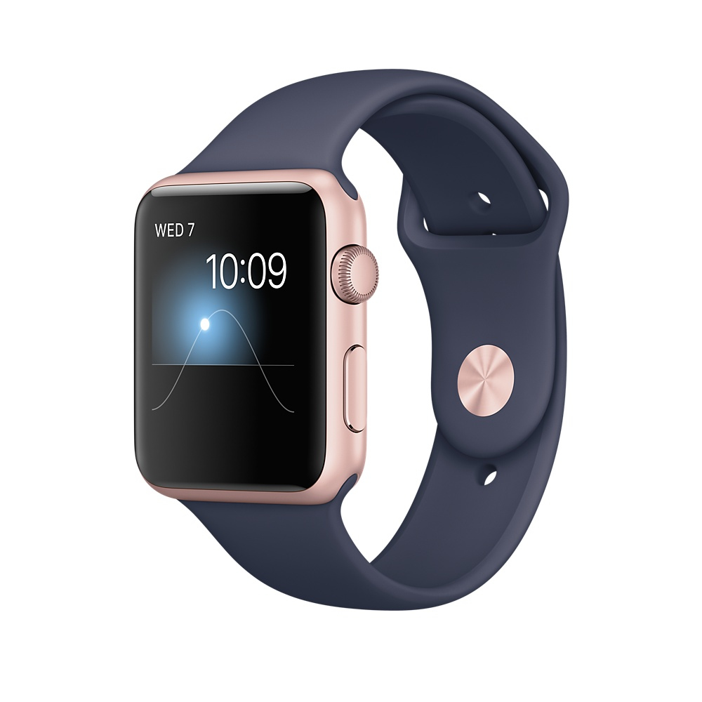 Apple Watch Series 2 42mm Rose Gold Aluminium Case with Midnight Blue Sport Band