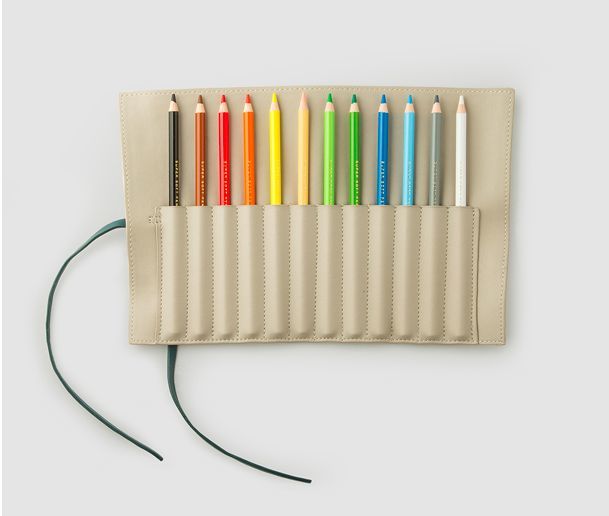 Printworks Pencil Roll Beige/Green Ink 12 Color Pencils