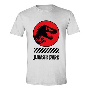 PC Merch Jurassic Park Circle T-Rex Warning Men's T-Shirt - White