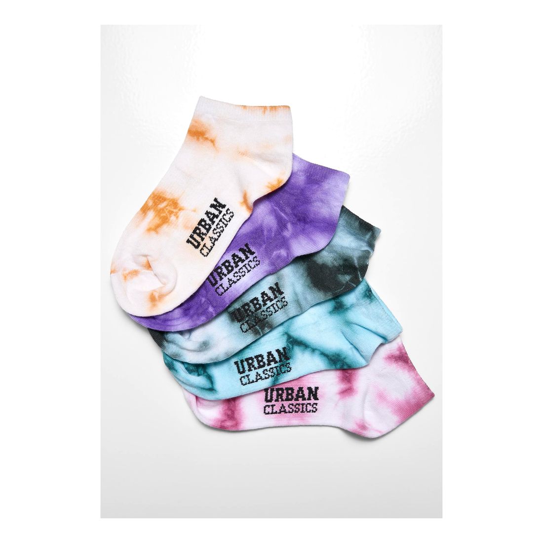Urban Classics Tie Dye Invisible Girls' Socks (Assorted Colors) (Pack of 5)