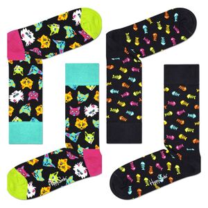 Happy Socks Cat Lover Unisex Adult Crew Socks Gift Set - (Pack of 2)