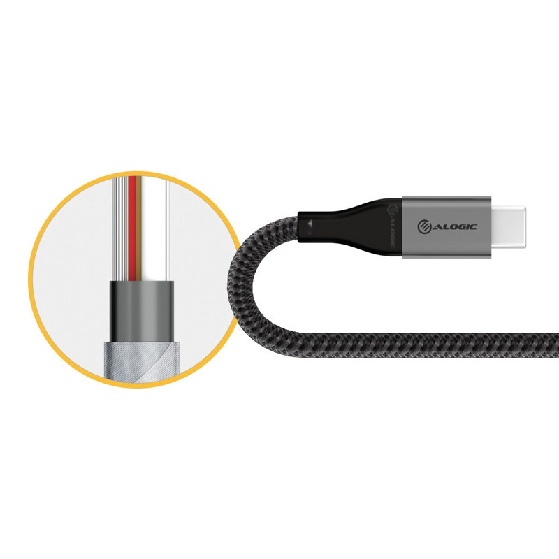 Alogic Super Ultra USB 2.0 USB-C to USB-C Cable 3A/480Mbps 1.5m Space Grey