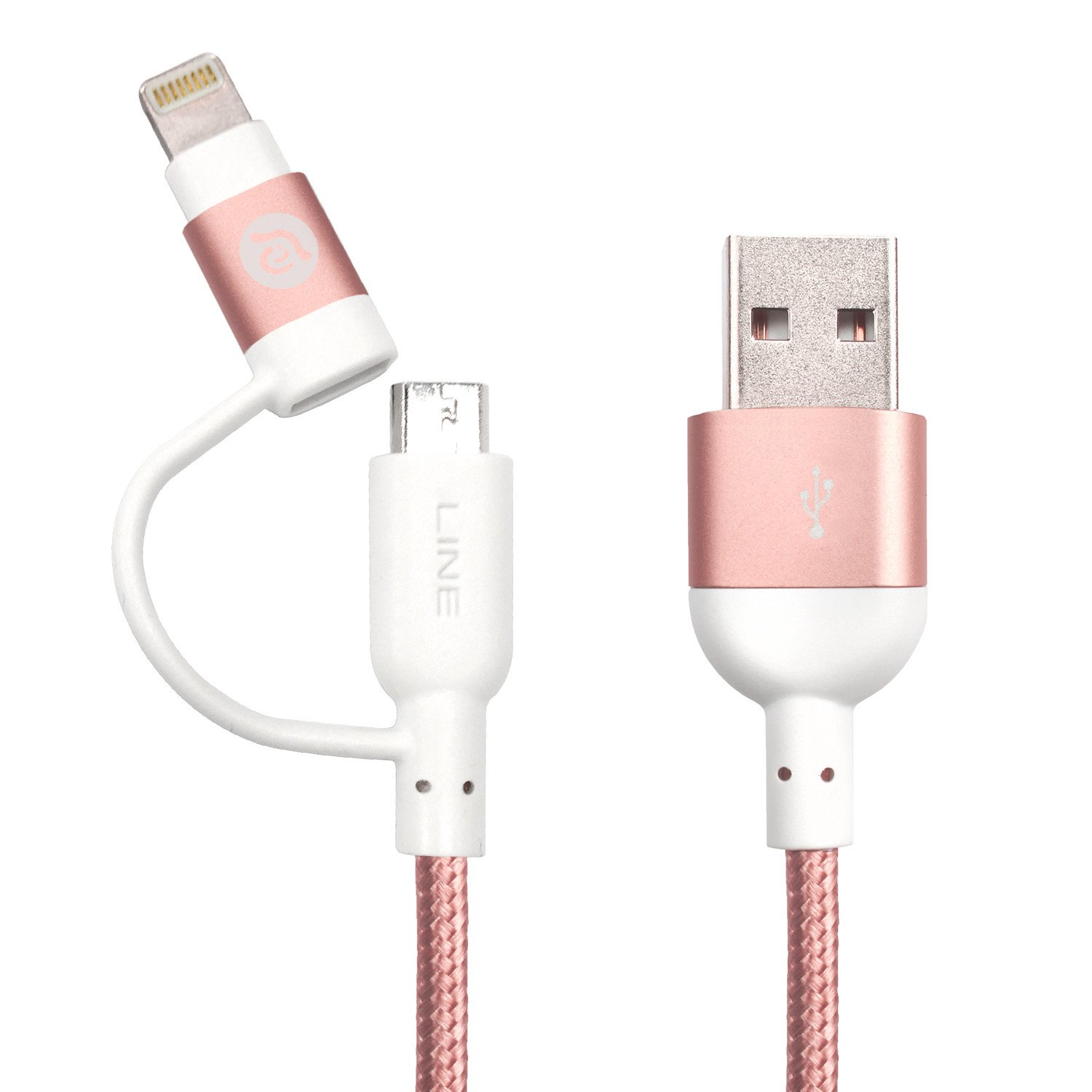 Adam Elements PeAk Duo II MFi Lightning & Micro-USB Cable Rose Gold 20cm