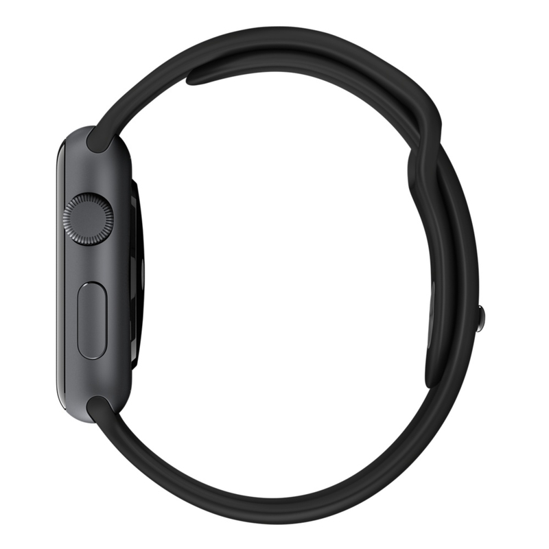 Apple Watch Black Sport Band 42mm With Space Grey Stainless Steel Pin (Compatible with Apple Watch 42/44/45mm)