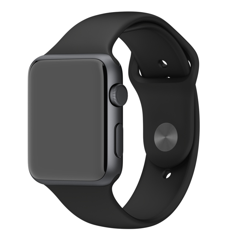Apple Watch Black Sport Band 42mm With Space Grey Stainless Steel Pin (Compatible with Apple Watch 42/44/45mm)