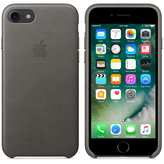 Apple Leather Case Storm Grey iPhone 7