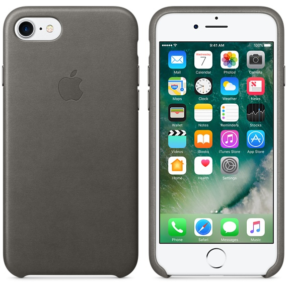 Apple Leather Case Storm Grey iPhone 7