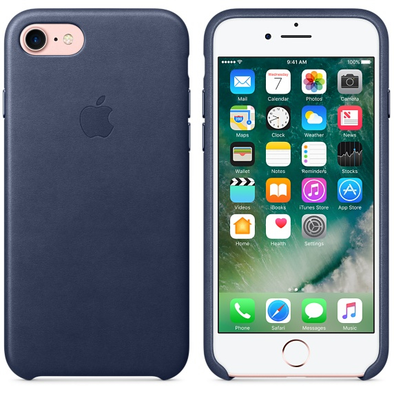 Apple Leather Case Midnight Blue iPhone 8/7