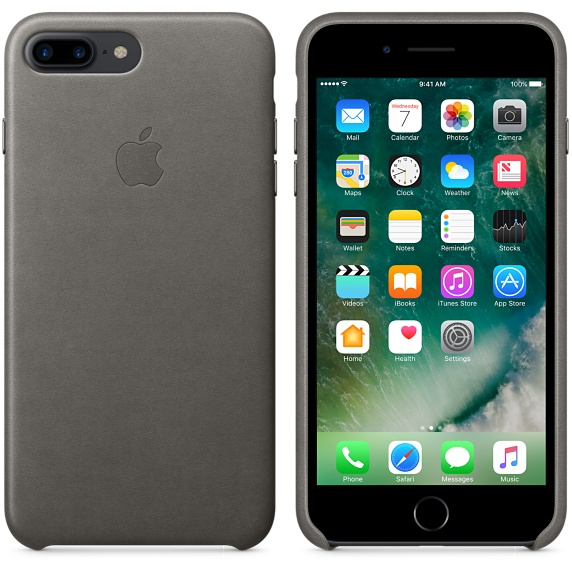 Apple Leather Case Storm Grey iPhone 7 Plus