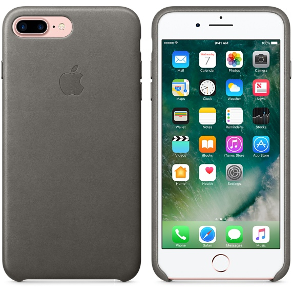 Apple Leather Case Storm Grey iPhone 7 Plus