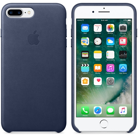 Apple Leather Case Midnight Blue iPhone 8/7 Plus