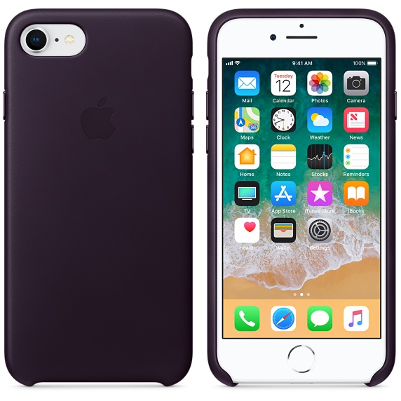 Apple Leather Case Dark Aubergine for iPhone 8/7