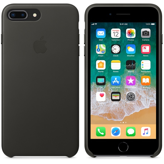 Apple Leather Case Charcoal Grey for iPhone 8 Plus/7 Plus