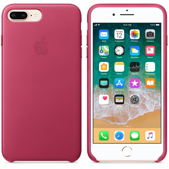 Apple Leather Case Pink Fuchsia for iPhone 8 Plus/7 Plus