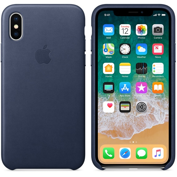 Apple Leather Case Midnight Blue for iPhone X