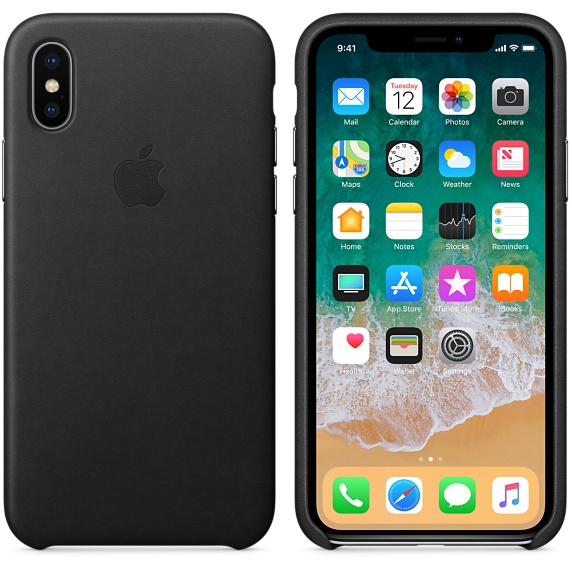 Apple Leather Case Black for iPhone X