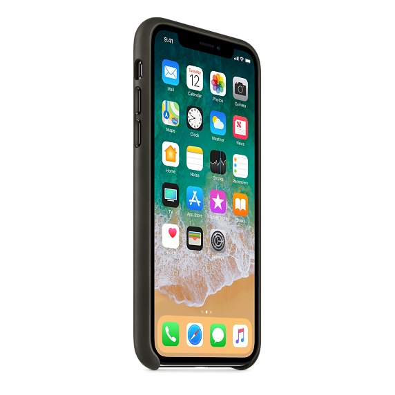 Apple Leather Case Charcoal Grey for iPhone X
