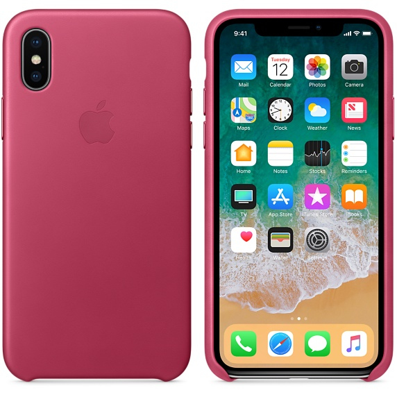Apple Leather Case Pink Fuchsia for iPhone X