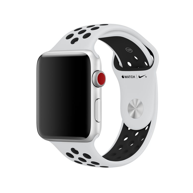 Apple Pure Platinum/Black Sport Band S/M & M/L for Nike Watch 42mm (Compatible with Apple Watch 42/44/45mm)