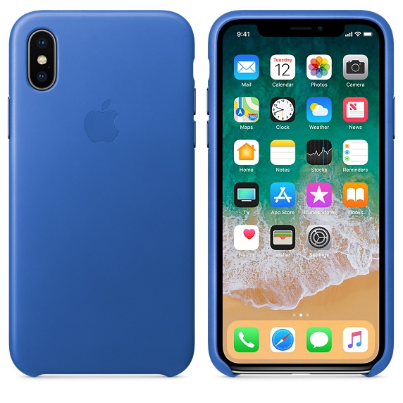 Apple Leather Case Electric Blue For iPhone X