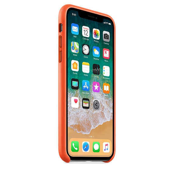 Apple Leather Case Bright Orange For iPhone X