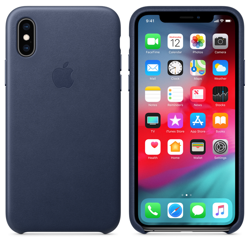 Apple Leather Case Midnight Blue for iPhone XS