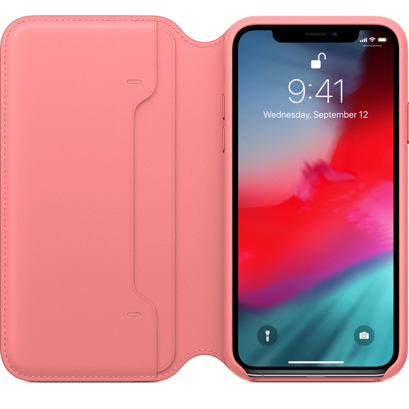 Apple Leather Folio Peony Pink for iPhone XS