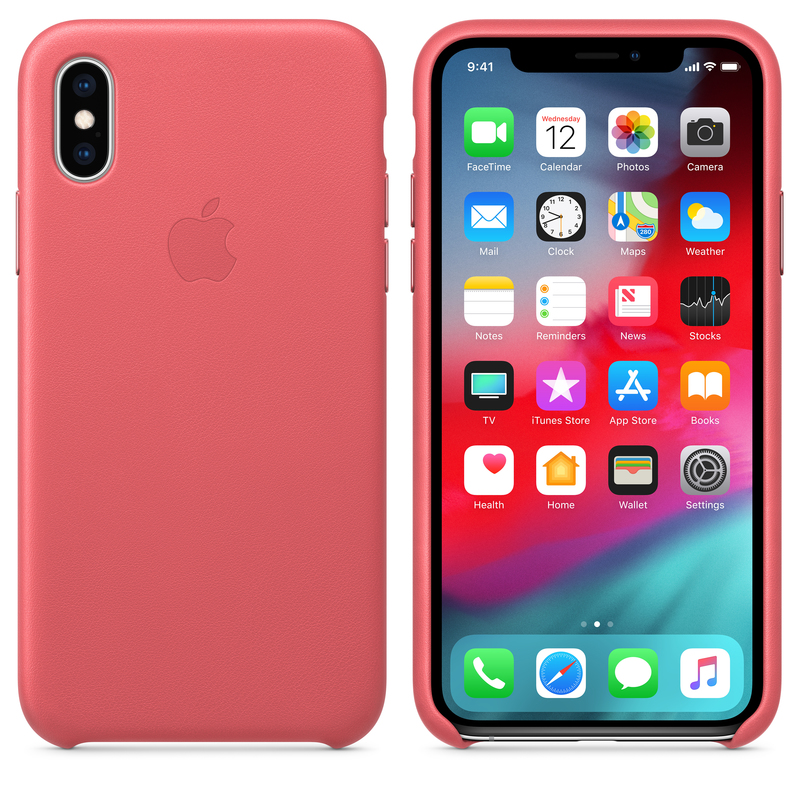 Apple Leather Case Peony Pink for iPhone XS