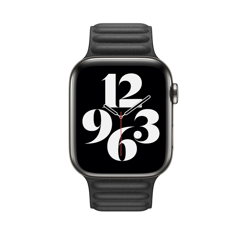 Apple 44mm Black Leather Link Large (Compatible with Apple Watch 42/44/45mm)