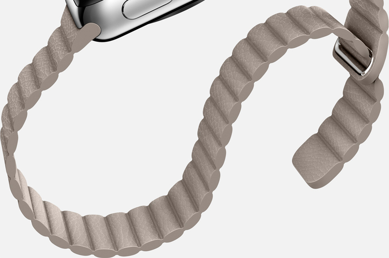Apple Watch 42mm Stainless Steel Case Stone Leather Loop Medium