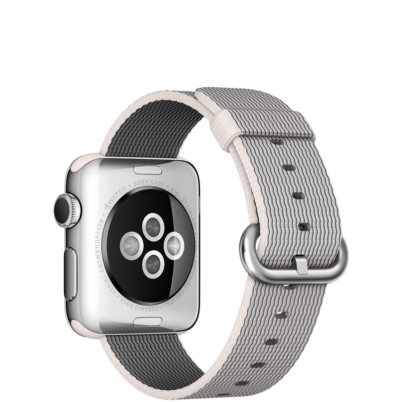 Apple Watch 38mm Stainless Steel Case With Pearl Woven Nylon
